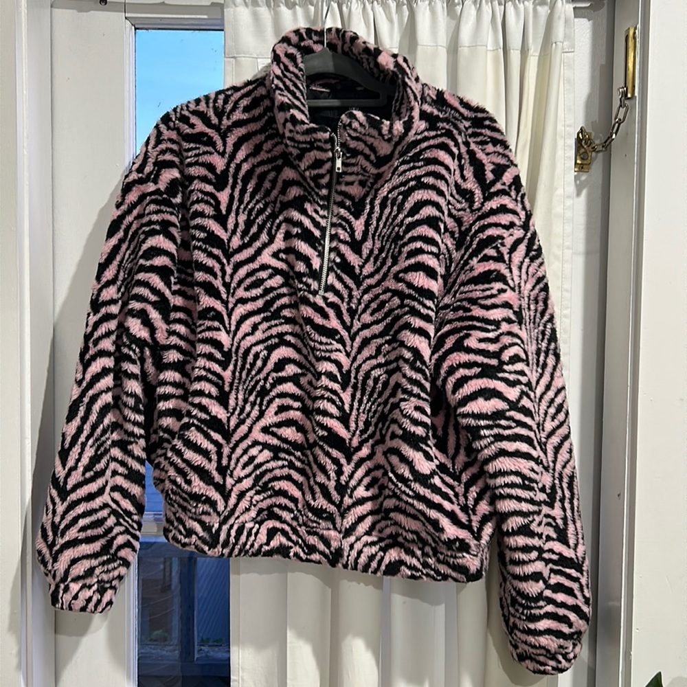 Fuzzy Pink Zebra Quarter Zip